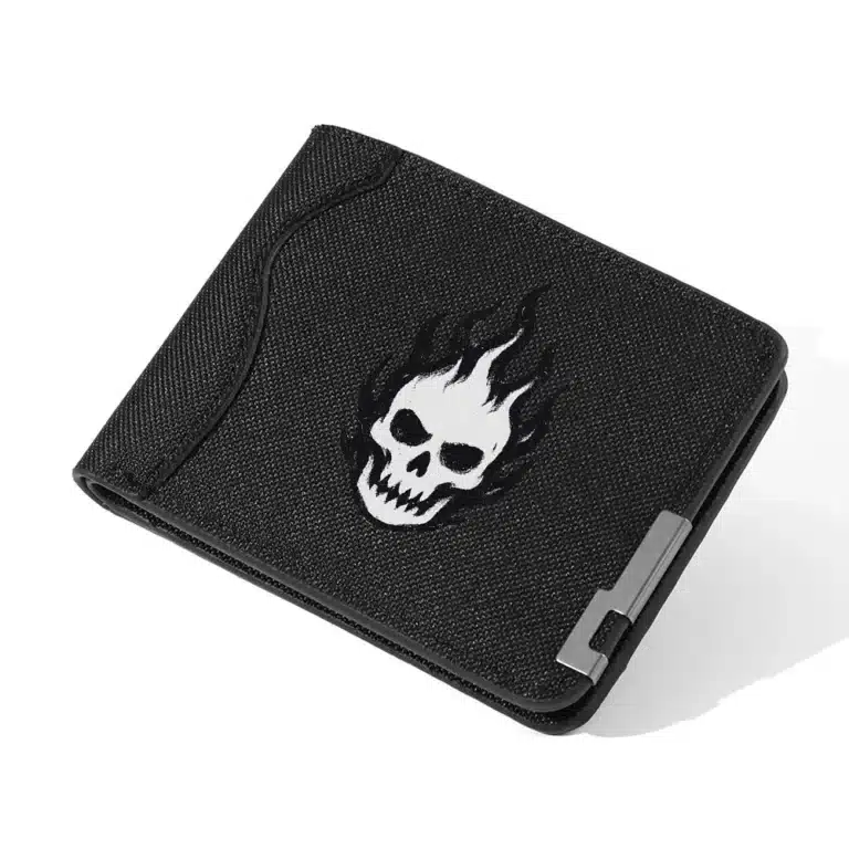 Portefeuille homme crâne flammes - Noir