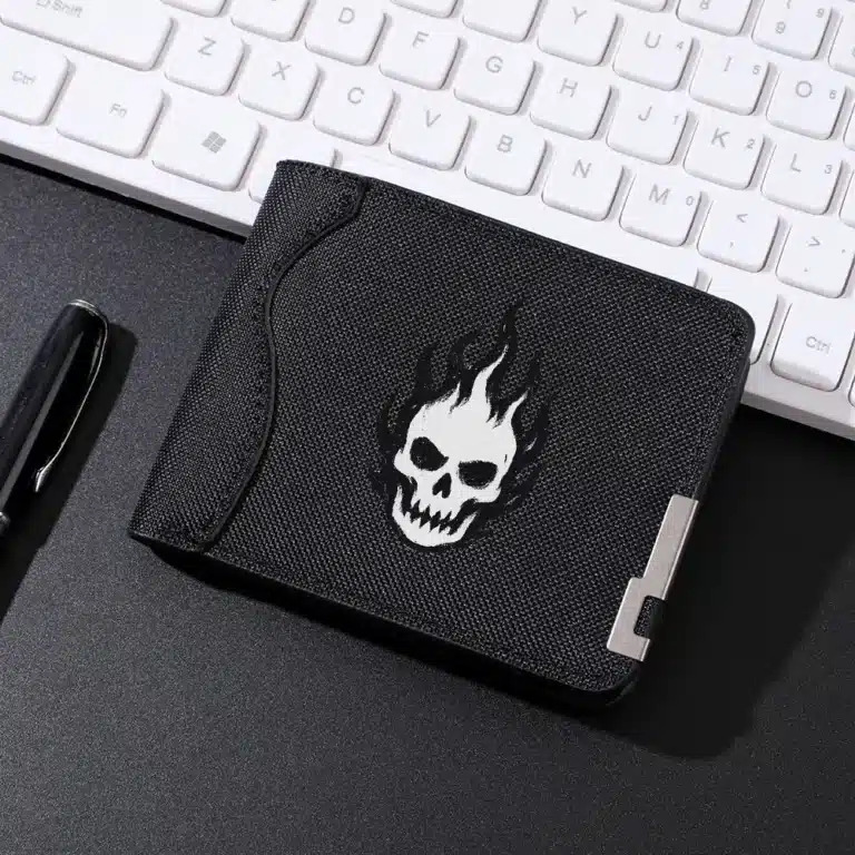 Portefeuille homme crâne flammes