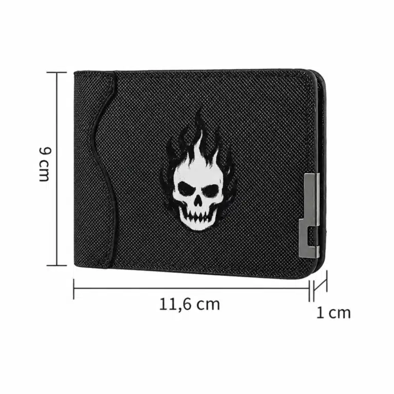 Portefeuille homme crâne flammes