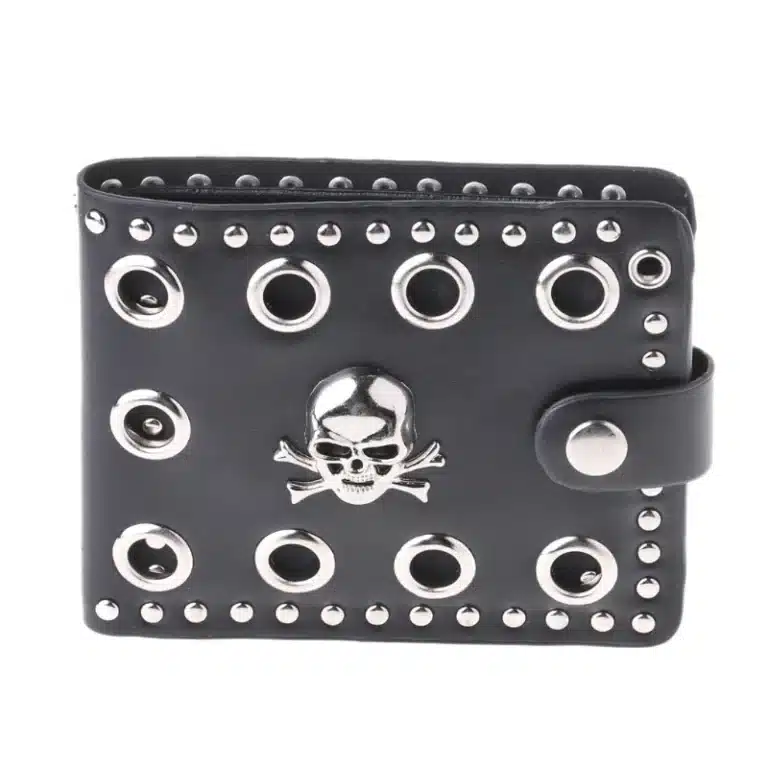 Portefeuille punk tête de mort clouté
