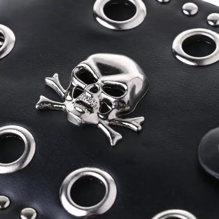 Portefeuille punk tête de mort clouté