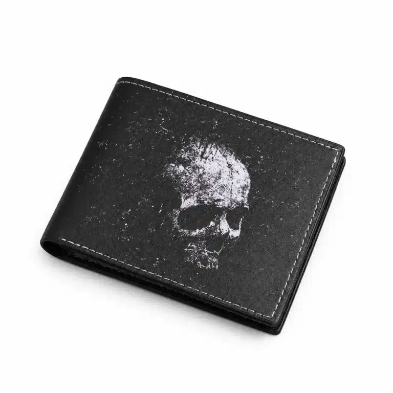 Portefeuille tête de mort vintage noir