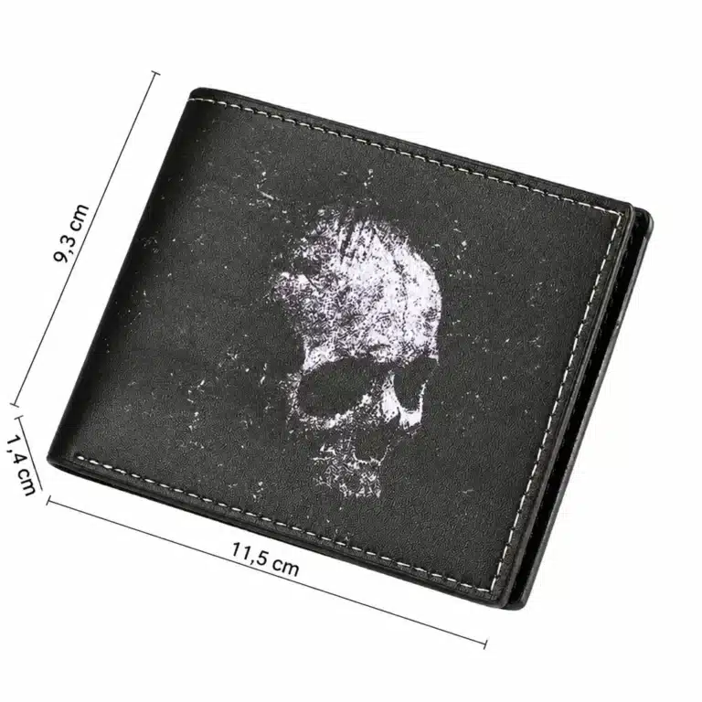Portefeuille tête de mort vintage noir