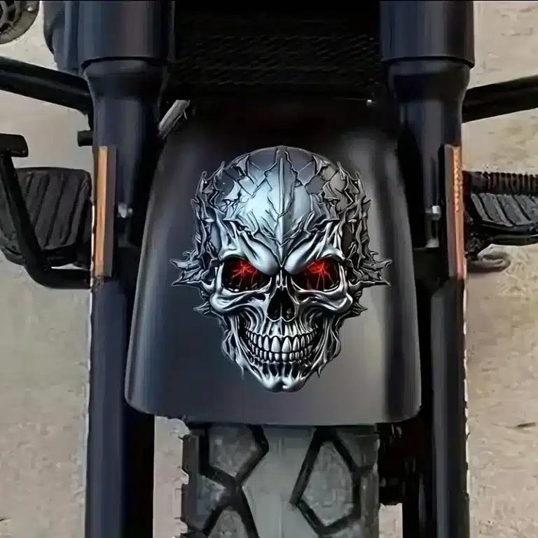 Sticker tête de mort yeux rouge