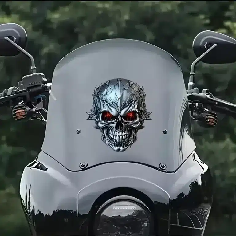 Sticker tête de mort yeux rouge