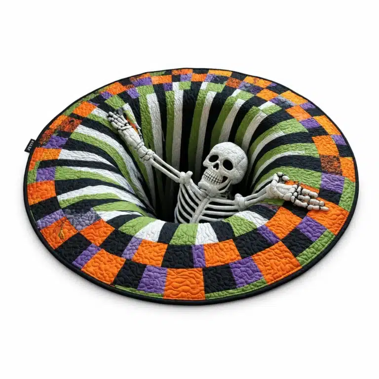 Tapis rond squelette 3D - 40 × 40 cm Squelette